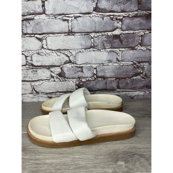 Humanoid White Leather Platform Strap Slides Wedge Sandals Women Sz 39EU/8.5M US - Picture 1 of 16